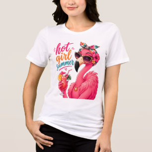 Verão de Garota Quente Flamingo com Óculos de Sol