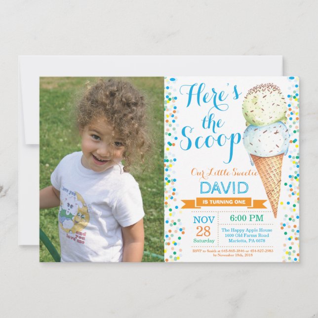 Verão do convite do aniversário do sorvete (Frente)