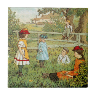 Verão do Victorian, crianças que jogam na grama