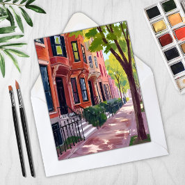 Verão em Boston | Cartão de Brownstones de Massach
