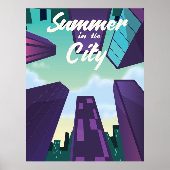 Verão no cartoon de poster da cidade. (Frente)
