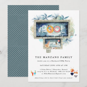 Verão Retrô   Convite para Festa na Piscina