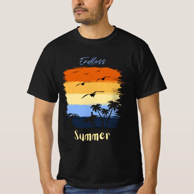 verão sem fim: camiseta vintage sunset surfing (Frente)
