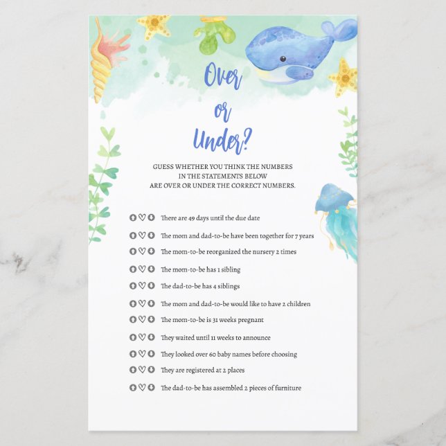 Verão sob o jogo do Chá de fraldas marítimo (Frente)