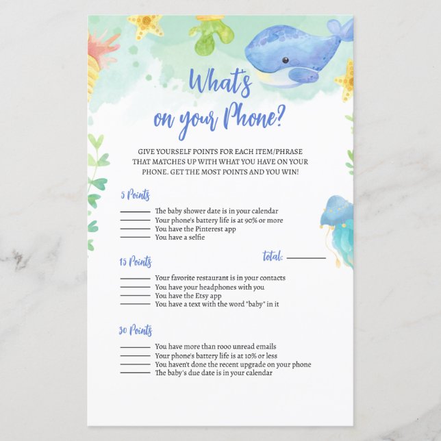 Verão sob o jogo do Chá de fraldas marítimo (Frente)