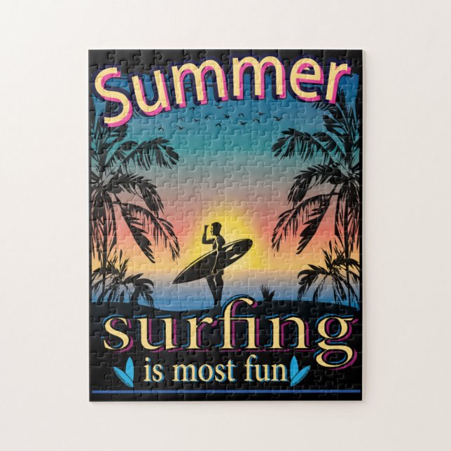 Verão - Surfar é a Quebra-cabeça de serra mais div (Vertical)