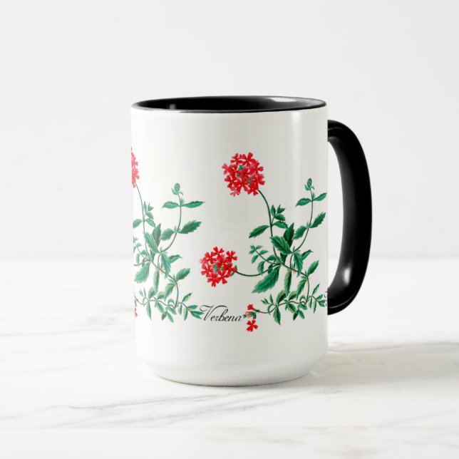 Verbena vermelho com a caneca interna do preto (Frente Esquerda)