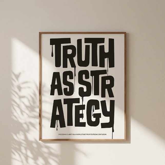 Verdade Como Estratégia — Impressão de Tipografia  (Minimal typography poster for modern spaces. Clear message, strong visual impact.)