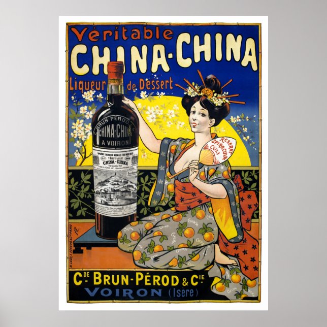 Verdadeira China Liqueur France Poster vintage (Frente)