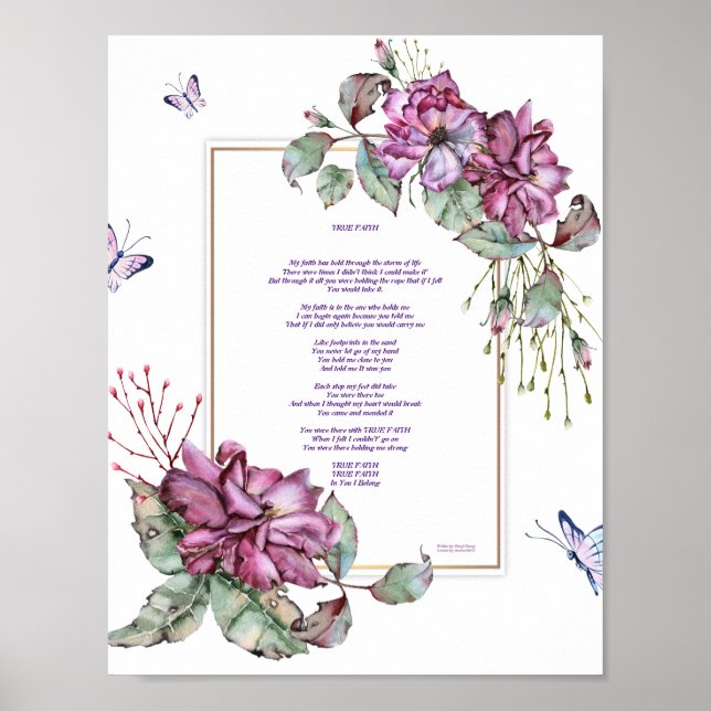 Verdadeira Fé Purple Floral Poster 8,5 x 11 (Frente)