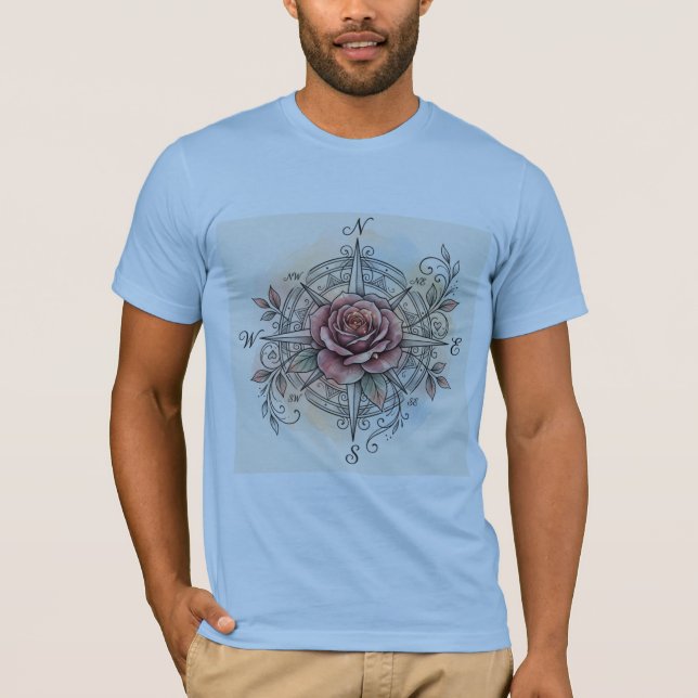 Verdadeiro Norte Bliss | Camiseta Rose Compass Tat (Frente)