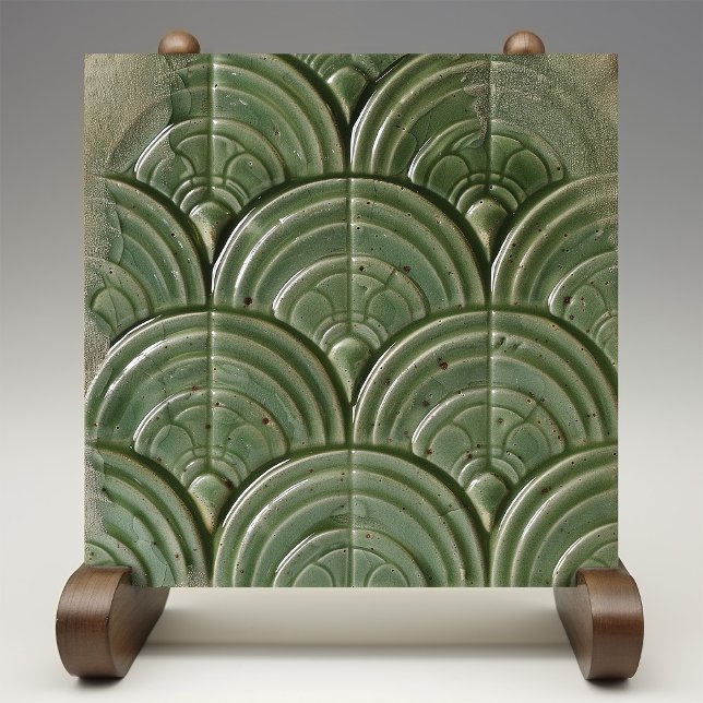 Verdant Jade Art Nouveau Inspirou Azulejo de cerâm (Criador carregado)