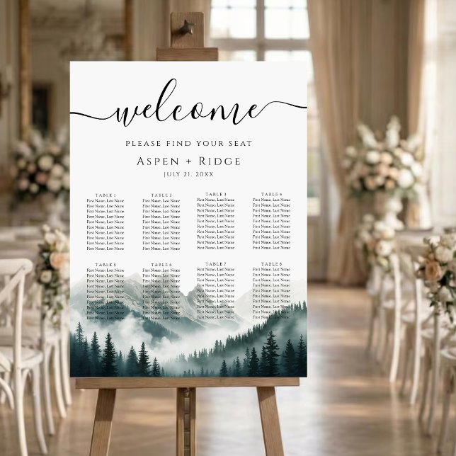 Verdant Peaks Misty Forest Seating Chart Poster (Criador carregado)