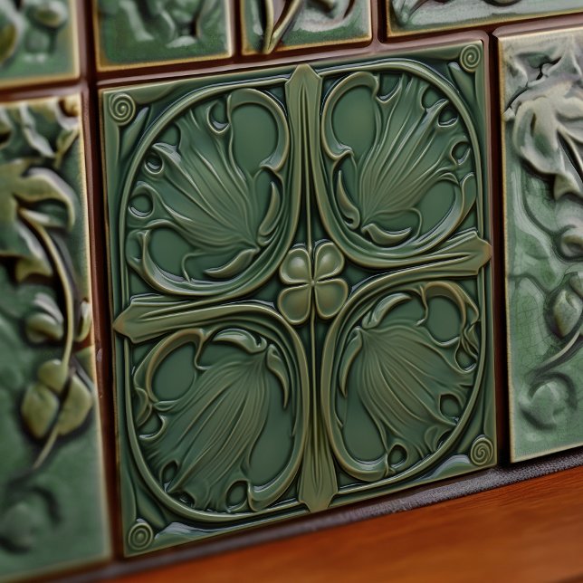 Verdant Symphony Art Nouveau Azulejo cerâmico (Criador carregado)