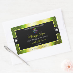 Verde amarelo preto brilhante com etiqueta de logo