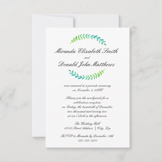 Verde Azul Brach - Anúncio de casamento 3x5 (Frente)
