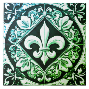 Verde Azul e Fleur de Lis Negro