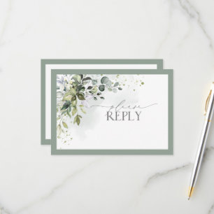 Verde Botânico Elegante Aquarela Floral RSVP