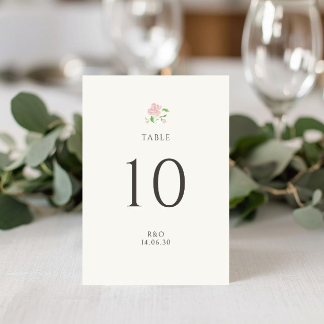 Verde | Cartão de Número de Mesa de Casanento Flor (Criador carregado)