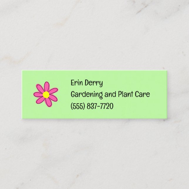 Verde com Mini Cartões de visitas de Flor Rosa (Frente)