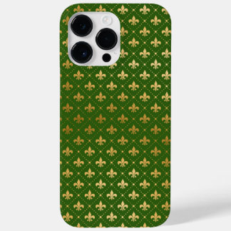 VERDE COM PADRÃO FLEUR DI LIS DOURADO