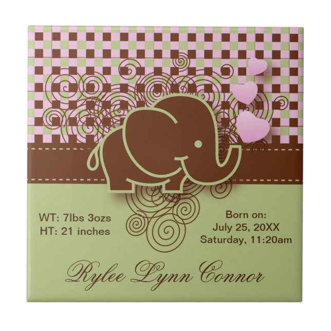 Verde cor-de-rosa do design | Brown do elefante do (Frente)