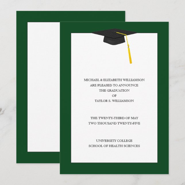 Verde de Anúncio de Graduação (Frente/Verso)