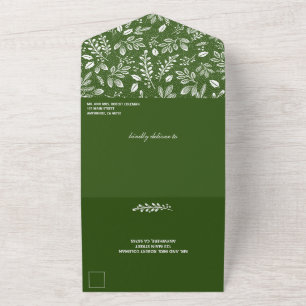 Verde de Botânica Branco Sem Envelopes Casamento