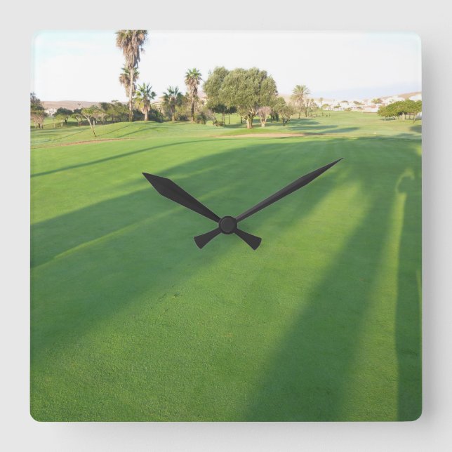 Verde de Golfer - Relógio de Parede Quadrado HAMbW (Frente)