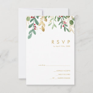 Verde de Natal Moderno Placa RSVP Branca