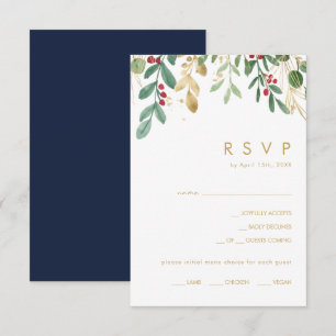Verde de Natal Moderno RSVP de opções do menu