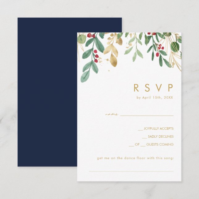 Verde de Natal Moderno | RSVP de Solicitação de Mú (Frente/Verso)
