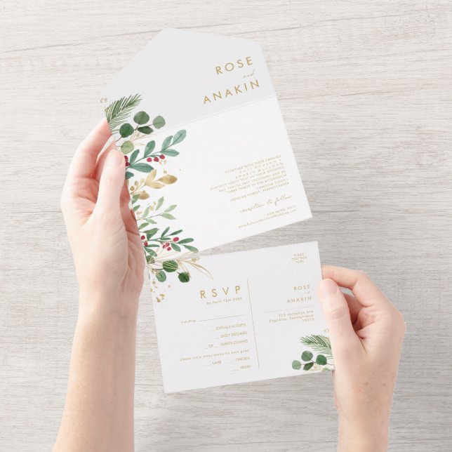 Verde de Natal Moderno | Selo Branco E Envio (Aba destacável)