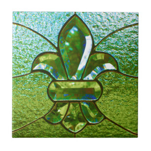 Verde do vitral da flor de lis