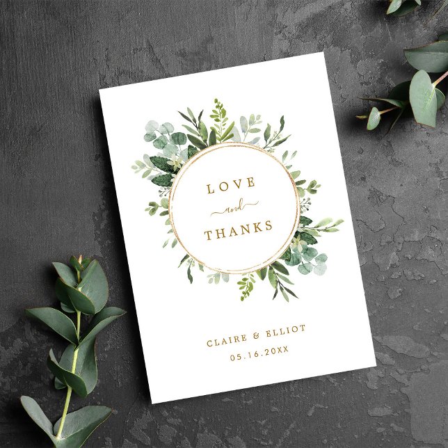 Verde Dourado Botânico Obrigado Cartão Dobrado (Criador carregado)