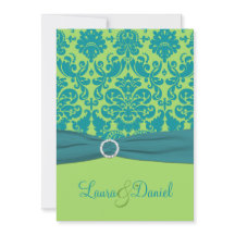 Verde e convite do casamento tema damasco de