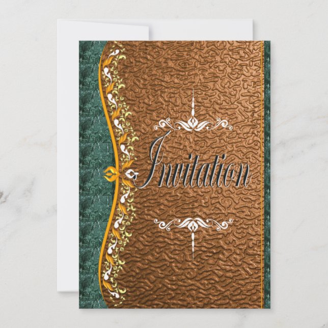 Verde e laranja legante em cobre Convite (Frente)