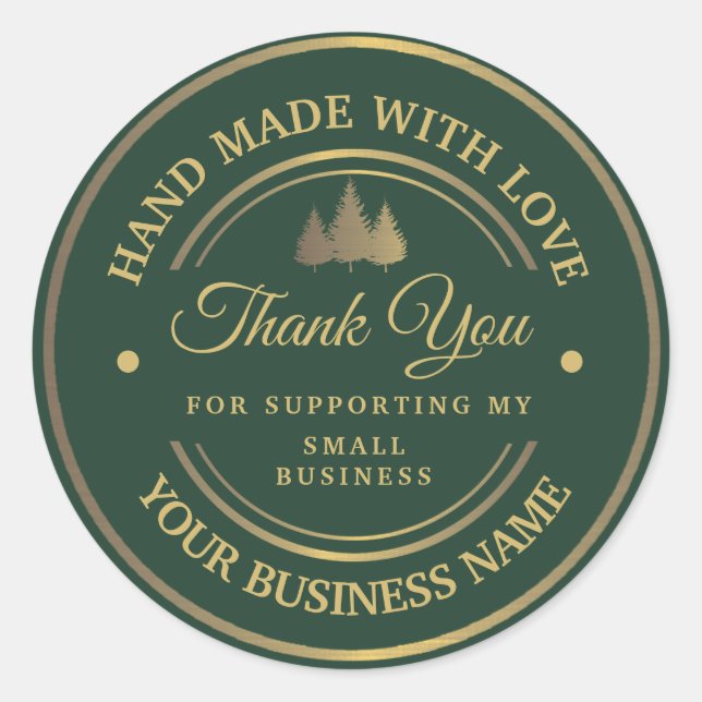 Verde e ouro | obrigado clássico adesivo redondo (Frente)