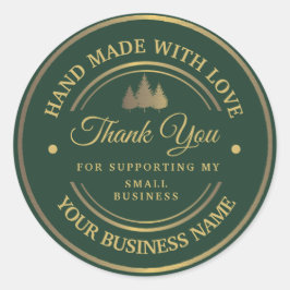 Verde e ouro | obrigado clássico adesivo redondo