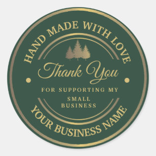 Verde e ouro   obrigado clássico adesivo redondo