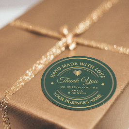 Verde e ouro | obrigado clássico adesivo redondo