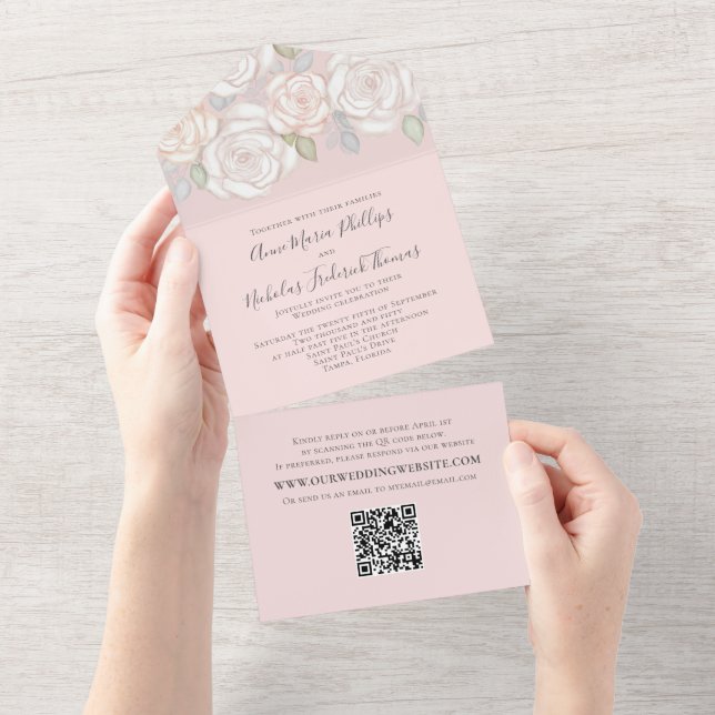 Verde Elegante Moderno Cód. QR Floral (Tearaway)