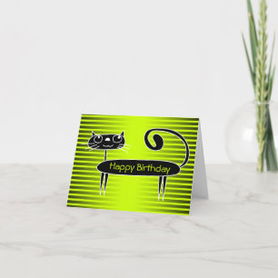 Verde engraçado do cartão de aniversário do gat