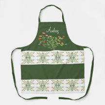 Verde Escuro Com Design Floral