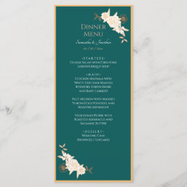Verde Escuro com Rosa de Creme Menu Casamento