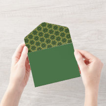Verde Escuro Elegante Dourado Tudo Em Um Convite