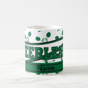 Verde escuro personalize canecas do cheerleader