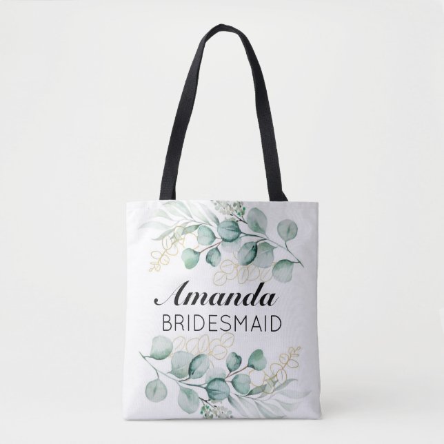Verde Eucalyptus deixa Bridesmaid Tote Bag (Frente)