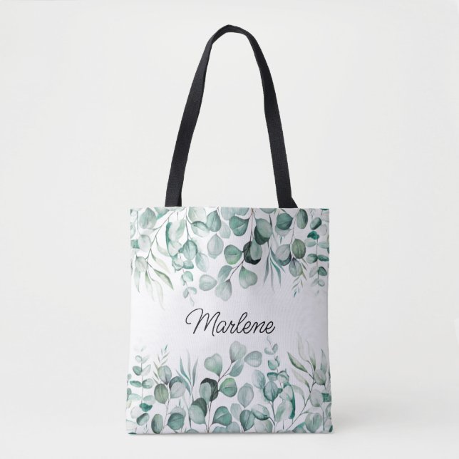 Verde Eucalyptus deixa Bridesmaid Tote Bag (Frente)