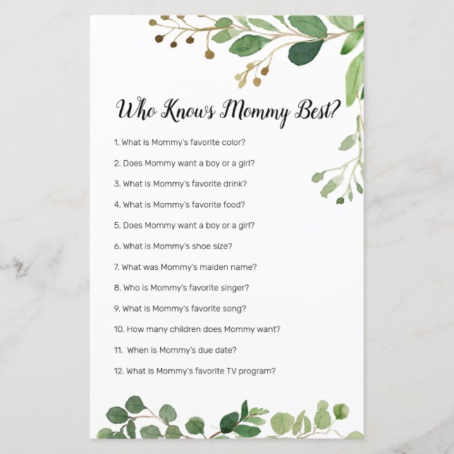 Verde Floral Aquarela Que Conhece Melhor A Mamãe (Frente)